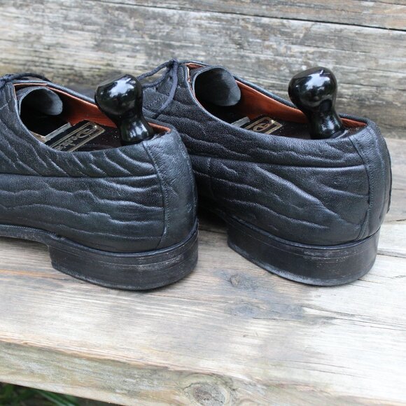 Vtg Dack's Black “Baffin Seal” Leather Derby, Men's 9 F, Made in Canada, GUC - Picture 5 of 13